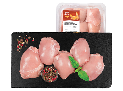 Šviežia viščiukų broilerių šlaunelių mėsa WELL DONE
