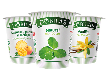 Ekologiškas valgomasis jogurtas DOBILAS, 3 rūšių