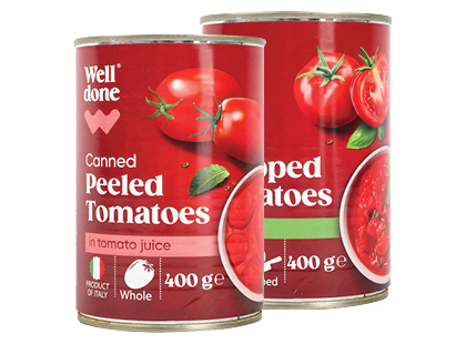 Konservuoti lupti; smulkinti pomidorai WELL DONE