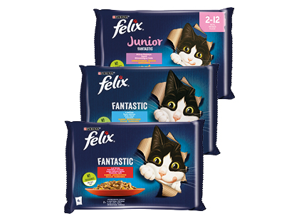 Konservuotas kačių ėdalas PURINA FELIX*, 3 rūšių