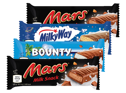 Šokoladinis pieno batonėlis MARS; BOUNTY; MILKY WAY*