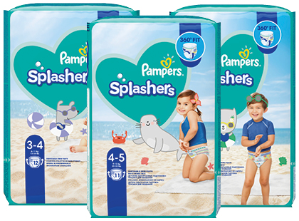 Sauskelnės PAMPERS SPLASHERS*, 3 rūšių, 3; 4; 5 dydžiai