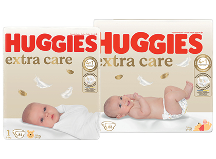 Sauskelnės HUGGIES EXTRA CARE*, 2 rūšių, 1; 2 dydžiai