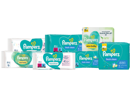 Drėgnosioms kūdikių servetėlėms PAMPERS*