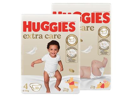 Sauskelnės HUGGIES EXTRA CARE*, 2 rūšių, 4; 2 dydžiai