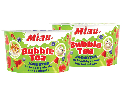 Valgomasis braškių skonio jogurtas MIAU BUBBLE TEA*