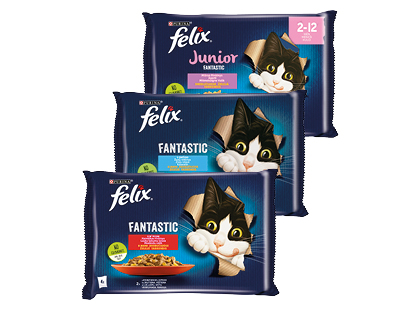 Konservuotas kačių ėdalas PURINA FELIX*, 3 rūšių