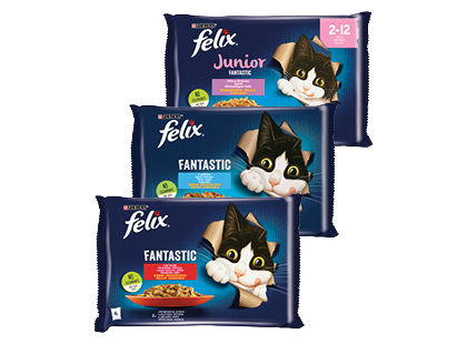 Konservuotas kačių ėdalas PURINA FELIX*, 3 rūšių