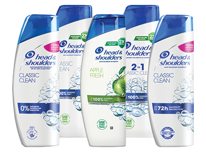 Plaukų priežiūros priemonėms HEAD & SHOULDERS*