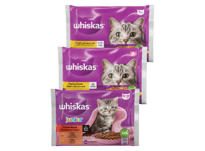 Konservuotas kačių ėdalas WHISKAS*, 3 rūšių