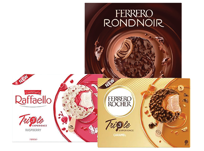 Valgomieji ledai FERRERO ROCHER; RAFFAELLO; FERRERO RONDNOIR*