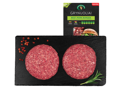 KREKENAVOS kiaulienos ir jautienos burgerių paplotėliai GRYNUOLIAI*