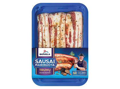 BIOVELOS sausai marinuoti kiaulienos šoninės kepsneliai, trumų skonio*