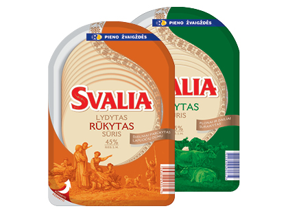 Lydytas rūkytas sūris SVALIA riekelėmis*, 2 rūšių