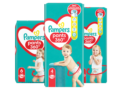 Sauskelnės-kelnaitės PAMPERS PANTS 360*, 3 rūšių, 6; 4; 5 dydžiai