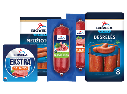 BIOVELOS karštai rūkytoms dešroms ir dešrelėms*