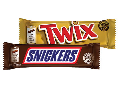 Šokoladinis batonėlis SNICKERS; TWIX*