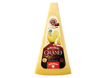 Kietasis sūris ROKIŠKIO GRAND*, 37 % rieb. s. m., brandintas 12 mėn.