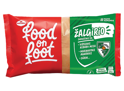 ŽALGIRIO sumuštinis FOOD ON FOOT su vištiena, mar. agurkais, sūriu