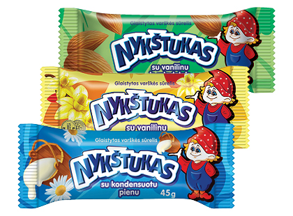 Glaistytas varškės sūrelis NYKŠTUKAS*, 10 rūšių, 21–25,7 % rieb.