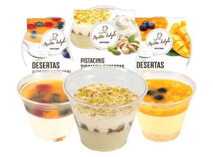 Pistacinis tiramisu; jogurtinis desertas su uogomis; mangais*