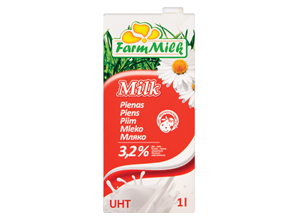 UAT pienas FARM MILK, 3,2 % rieb., 1 l UAT pienas FARM MILK, 3,2 % rieb., 1 l