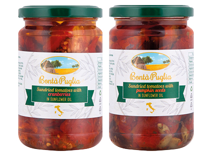 Saulėje džiovinti pomidorai su spang.; moliūgų sėkl. BONTA DI PUGLIA*