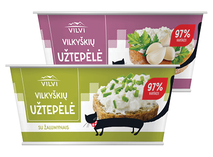 VILKYŠKIŲ varškės užtepėlė su žalumynais; česnakais*, 3 rūšių