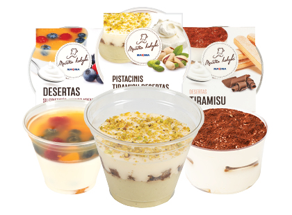 Tiramisu; desertas su šviež. uogomis, grietinės ir kefyro kremu*