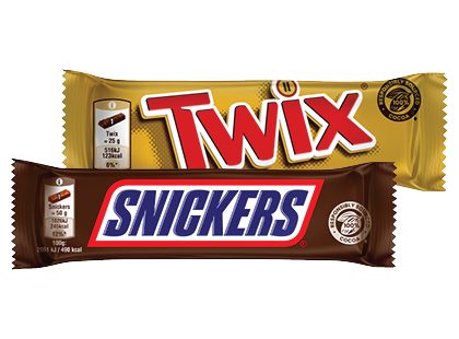 Šokoladinis batonėlis SNICKERS; TWIX*