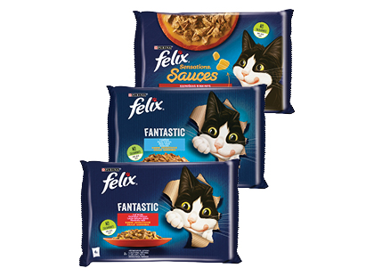 Konservuotas kačių ėdalas PURINA FELIX*, 3 rūšių