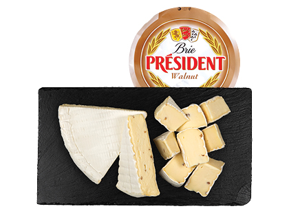 Bri sūris PRESIDENT su graikiniais riešutais*, 60 % rieb. s. m.