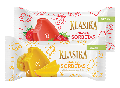 Braškių; mangų sorbetas ant pagaliuko KLASIKA*