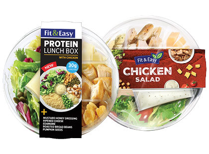 Maxima – akcija / nuolaida: Vištienos salotos FIT & EASY*, 2 rūšių, fasuotos, 222–270 g