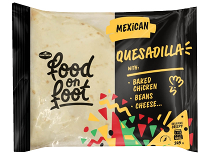 Maxima – akcija / nuolaida: Kesadilija FOOD ON FOOT MEXICAN su vištiena, pupelėmis ir sūriu*, 245 g