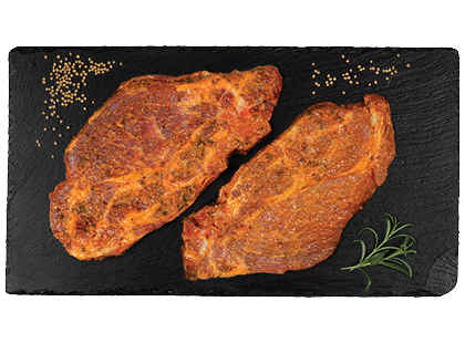Maxima – akcija / nuolaida: Kiaulienos sprandinė su kaulu kmynų ir garstyčių marinate*, sveriama, 1 kg