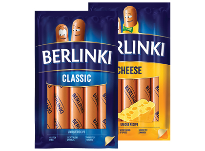 Maxima – akcija / nuolaida: Virtos dešrelės BERLINKI*, 2 rūšių, II r., 2 pak. × 250 g