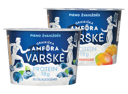 Varškė GRAIKIŠKA AMFORA*, 5 rūšių, 0,8 % rieb.