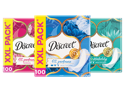 Higieniniai įklotai DISCREET*, 3 rūšių