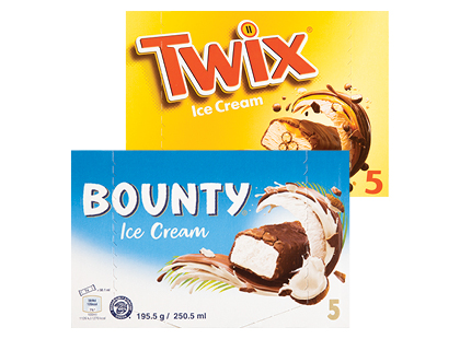 Valgomieji ledai BOUNTY; TWIX*