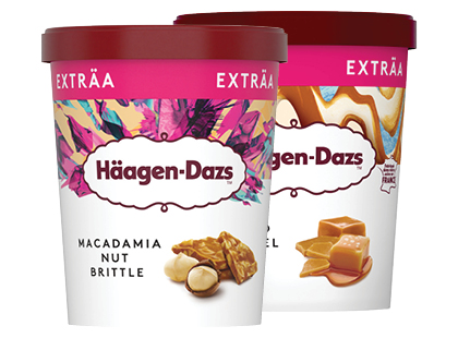 Valgomieji ledai su makadamijų riešutais; sūria karamele HAAGEN-DAZS*