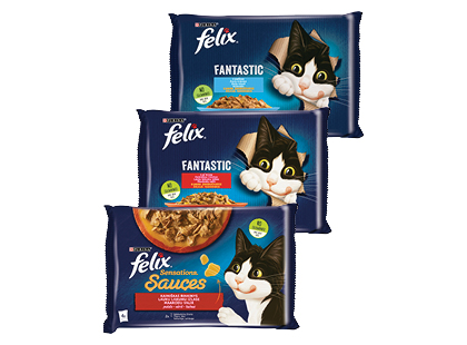 Konservuotas kačių ėdalas PURINA FELIX*, 3 rūšių