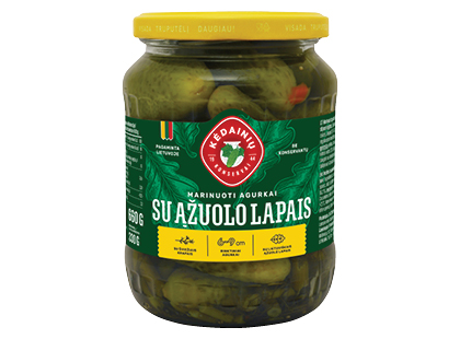 KĖDAINIŲ KONSERVŲ FABRIKO marinuoti agurkai su ąžuolo lapais*