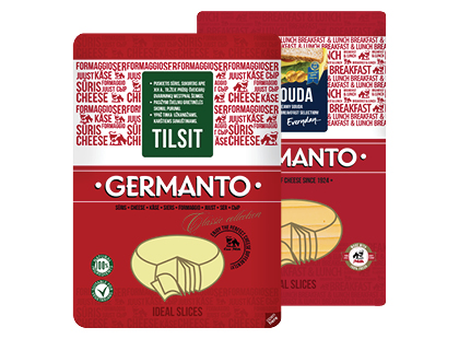 GERMANTO sūris riekelėmis TILSIT; GOUDA*, 2 rūšių
