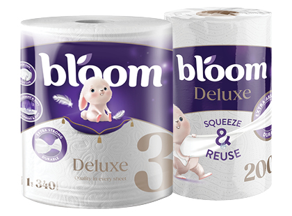 Popieriniai rankšluosčiai BLOOM DELUXE, 2 rūšių, 3 sluoksnių