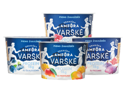 Varškė GRAIKIŠKA AMFORA*, 6 rūšių, 0,8 % rieb.