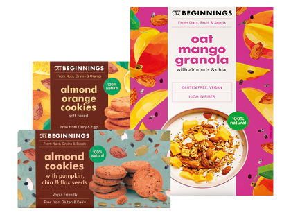 Migdoliniai sausainiai; avižų granola BEGGININGS*