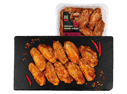 BBQ padažo skonio viščiukų broilerių sparnelių vid. dalys WELL DONE*