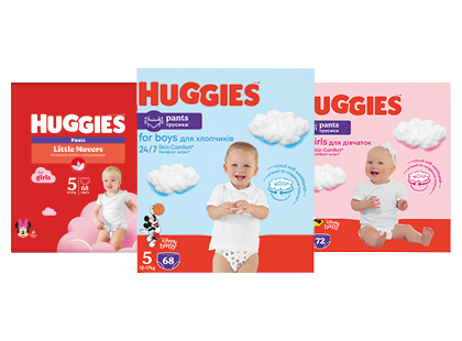 Sauskelnės-kelnaitės HUGGIES PANTS*, 3 rūšių, 5; 4 dydžiai