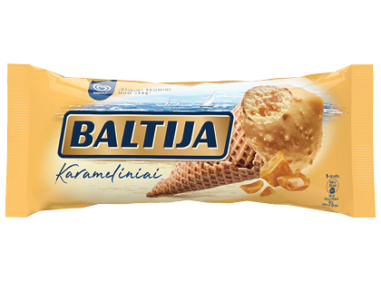 Karameliniai valgomieji grietininiai ledai ragelyje BALTIJA*